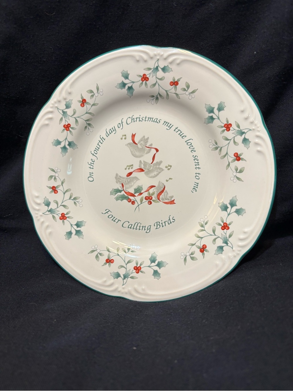 Pfaltzgraff Four Calling Birds Holiday 8” Plate - 12 Days of Christmas